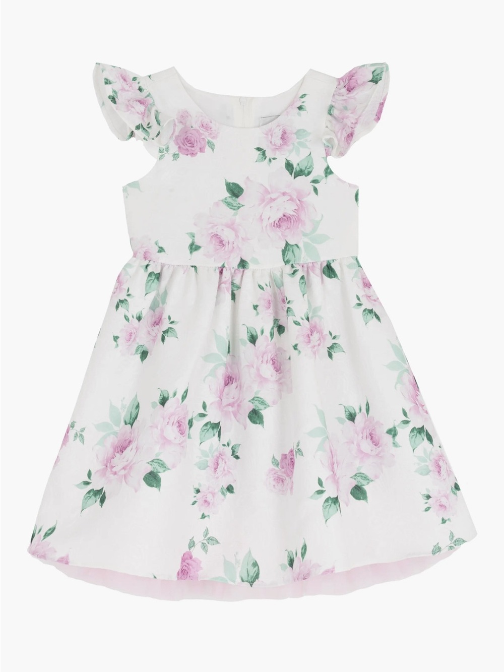 Rare Editions White Dress with Pink Floral Print NWT